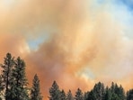 The Ross Fire has escalated to 50,000 acres with mandatory evacuations in effect as dry and windy conditions fuel multiple wildfires in the region.(Scott Crawford via AP)