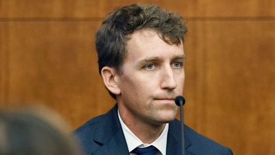 Patrick Clancy, the father of Cora, Dawson and Callan Clancy testifies for the prosecution against his ex wife Lindsay Clancy. (AP Pool)