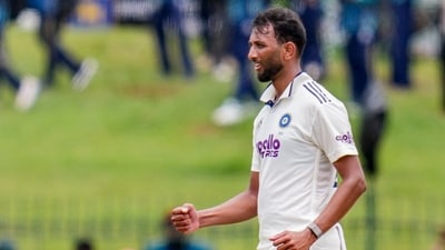 Prasidh Krishna’s ability to extract pace and extra bounce proved crucial for India as he claimed two wickets in the opening session to leave Sri Lanka struggling at 130/4 at lunch. (PTI)