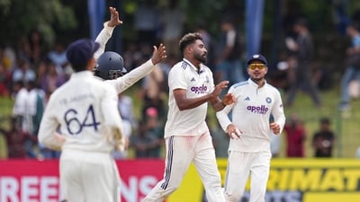 Mohammed Siraj also got his name on the wicket sheet with the scalp of Niroshan Dickwella for a duck. (PTI)