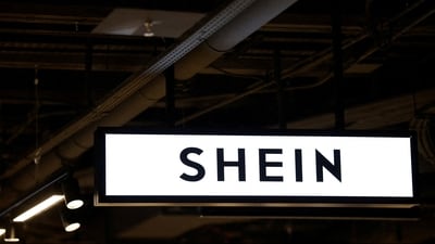 FILE PHOTO: A Shein logo is seen at the first physical space of Chinese online fast-fashion retailer Shein on its opening day inside the Le BHV Marais department store, the Bazar de l'Hotel de Ville, in Paris, France, November 5, 2025. (REUTERS)