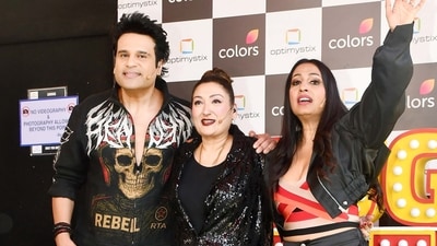 Krushna Abhishek, Sunita Ahuja and Kashmera Shah during Laughter Chefs. Krushna Abhishek, Sunita Ahuja and Kashmera Shah during Laughter Chefs.