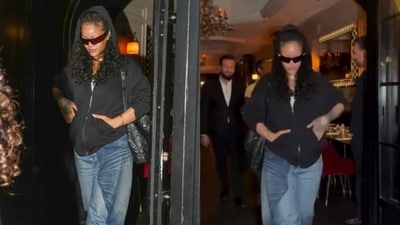 Rihanna stepped out in Paris in the hybrid denim look