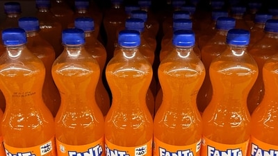 Fanta bottles are displayed on a shelf at a supermarket in Mumbai. (Reuters)