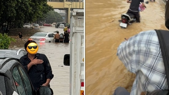 The man who left his car to take help from a rider in Gurgaon. (X/@iManasArora)