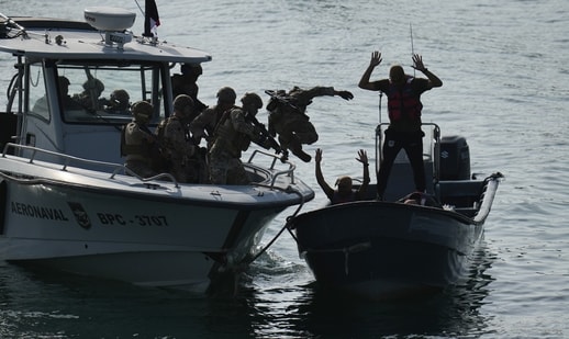Military personnel take part in a U.S.-sponsored multinational military exercise in Panama City, Thursday, Aug. 13, 2026.