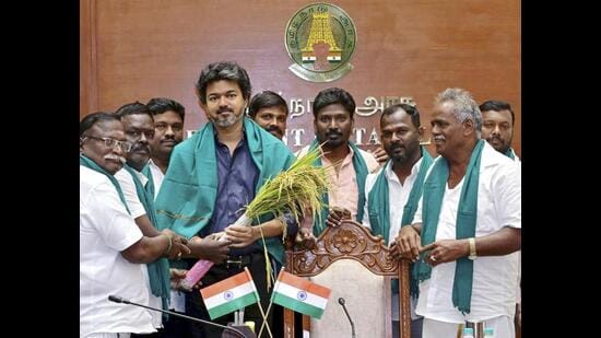 TVK’s promise of acquiring minimal agricultural land also sounds good on paper but as other states have found out, implementing such pledges is far trickier. (@CMOTamilnadu X/PTI)