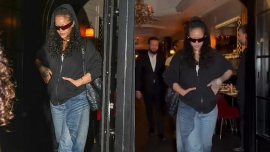 Rihanna stepped out in Paris in the hybrid denim look
