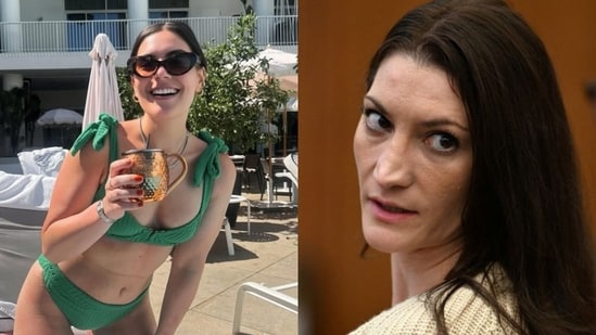 Brittany Romano has been identified as the journalist who was 'smiling and winking' at the camera during the Lindsay Clancy trial. (Instagram/itsbrittanyromano, X/@VHSDVDBLURAY4K)