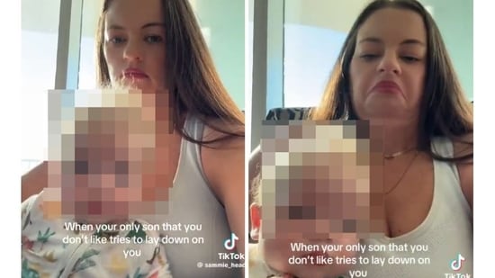 Who is Sammie Head? TikTok mom's satirical video showing her recoiling from her infant sparks backlash (@sammie_head/TikTok)