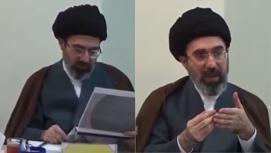 The video shows the 56-year-old leader listening as a student presents a thesis before offering his assessment of the work.