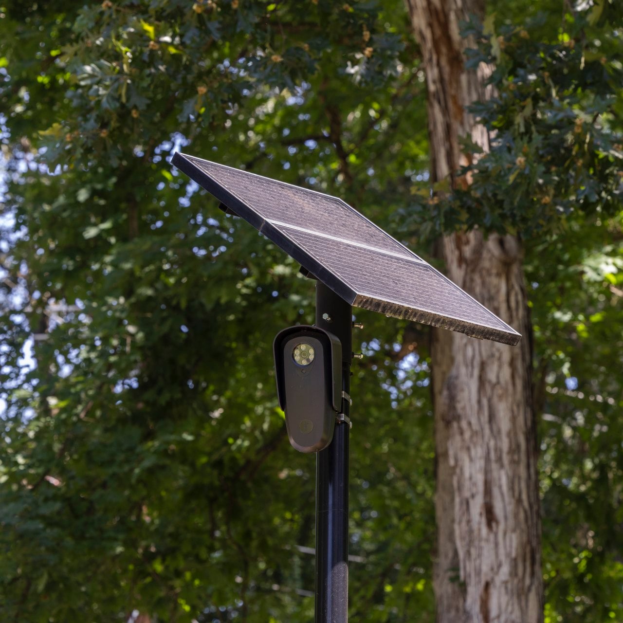 A Flock camera at the entrance to a neighborhood in Dunwoody, Ga.