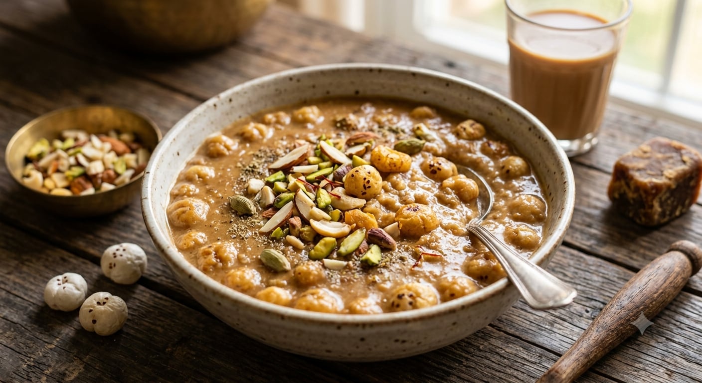 Combining makhana with kheer provides protein, fibre and minerals. (AI generated image)