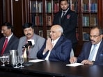 Gujarat Chief Minister Bhupendra Patel greets during a meeting with entrepreneurs, startup founders, and members of TiE Toronto, in Toronto on Monday. 
