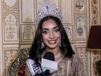Newly crowned Miss Universe India 2026 Kaziah Liz Mejo speaks to the media in Jaipur on August 26, 2026.


