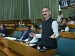 Chief minister Sukhvinder Singh Sukhu addressing the assembly during the monsoon session in Shimla on Tuesday. (Deepak Sansta/HT)