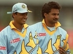 Debasish Mohanty and Javagal Srinath in the World Cup 1999.