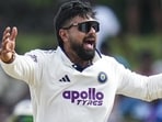 India's debutant off-spinner Saransh Jain appeals successfully for the wicket of Sri Lanka's Niroshan Dickwella on Day 4 of the second Test at the SSC ground in Colombo on Wednesday. (PTI) India's debutant off-spinner Saransh Jain appeals successfully for the wicket of Sri Lanka's Niroshan Dickwella on Day 4 of the second Test at the SSC ground in Colombo on Wednesday. (PTI)