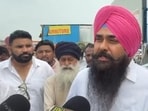 MP Kang speaks with media in Saini Majra village on Wednesday (HT Photo)