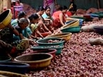 Onion prices hit  <span class='webrupee'>₹</span>80/kg as supplies shrink, stored stocks spoil. (HT ARCHIVE)