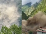 A large flood entering the Bhote Koshi River in Rasuwa from the Tibetan side.