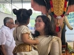 Richa Chadha celebrated Onam with daughter Zuneyra in Kerala.