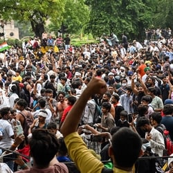 The students' protest in Delhi last month.