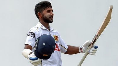 Sonal Dinusha scored 103, his second century of the series, before being dismissed as the final Sri Lankan batter to fall in the first innings. (ANI Photo) Sonal Dinusha scored 103, his second century of the series, before being dismissed as the final Sri Lankan batter to fall in the first innings. (ANI Photo)