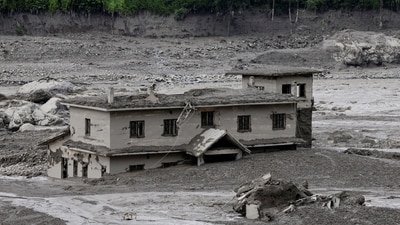 A mud-covered building following a flash flood at Trishuli in Nuwakot district, Nepal, August 26, 2026. (REUTERS)