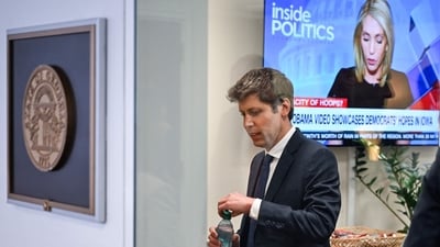 Open AI CEO Sam Altman is seen at the office of US Senator Raphael Warnock, Democrat from Georgia, on Capitol Hill in Washington, DC, on July 29. (AFP)