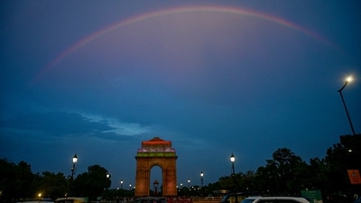 Gram it: After days of rain, Delhi’s sky displayed a spectacle. On Tuesday, a rainbow appeared over the India Gate providing a picturesque backdrop for visitors. As the India Meteorological Department (IMD) forecasts cloudy weather for today, it's a cue for Delhiites to go out and about in the city and explore its landmarks. (Photo: PTI)