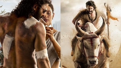 Prabhas and Triptii Dimri in a still from Spirit, Mahesh Babu in a still from Varanasi.