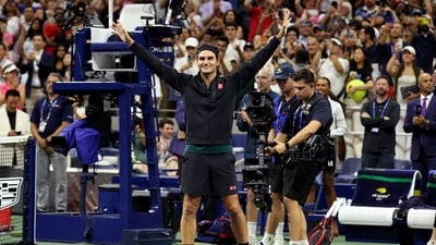 Switzerland's Roger Federer after his doubles exhibition match (IMAGN IMAGES via Reuters)