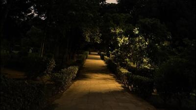 Under a partly clouded monsoon sky, daylight, moonlight and electric light mingle unevenly among the trees, grass and monuments. (HT Photo) Under a partly clouded monsoon sky, daylight, moonlight and electric light mingle unevenly among the trees, grass and monuments. (HT Photo)