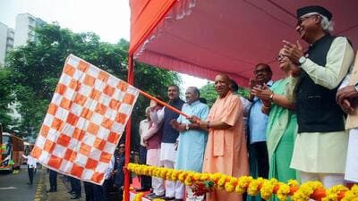 Uttar Pradesh chief minister Yogi Adityanath launches free bus travel scheme for elderly women, in Lucknow on Wednesday. (ANI PHOTO) Uttar Pradesh chief minister Yogi Adityanath launches free bus travel scheme for elderly women, in Lucknow on Wednesday. (ANI PHOTO)