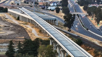 A view of construction of a California High-Speed Rail bridge in Herndon last year. A view of construction of a California High-Speed Rail bridge in Herndon last year.