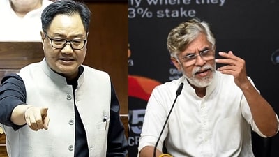 Kiren Rijiju (L) and Pawan Khera (R) are engaged in a bitter war of words on X after Rijiju mentioned Rahul Gandhi in a video of him swimming in Arunachal Pradesh Kiren Rijiju (L) and Pawan Khera (R) are engaged in a bitter war of words on X after Rijiju mentioned Rahul Gandhi in a video of him swimming in Arunachal Pradesh