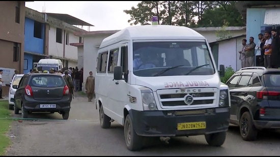 Injured being shifted to a hospital following a road accident in Surankote, in Poonch on Wednesday. (ANI)