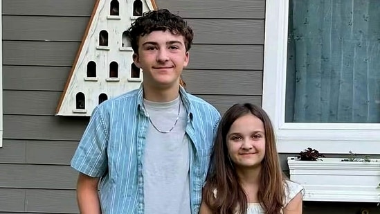 Landon and Charlotte Ghekiere of Billings, Montana, are seen in an undated photo provided by their mother, Erica Schneider. (Erica Schneider via AP)