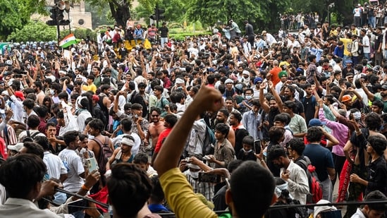 The students' protest in Delhi last month. (Sathiya)