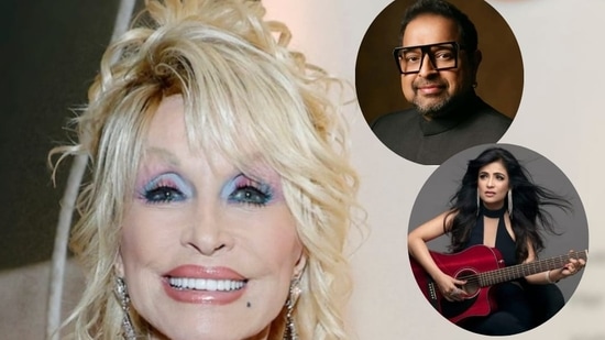 Dolly Parton, (inset) Shankar Mahadevan and Shibani Kashyap