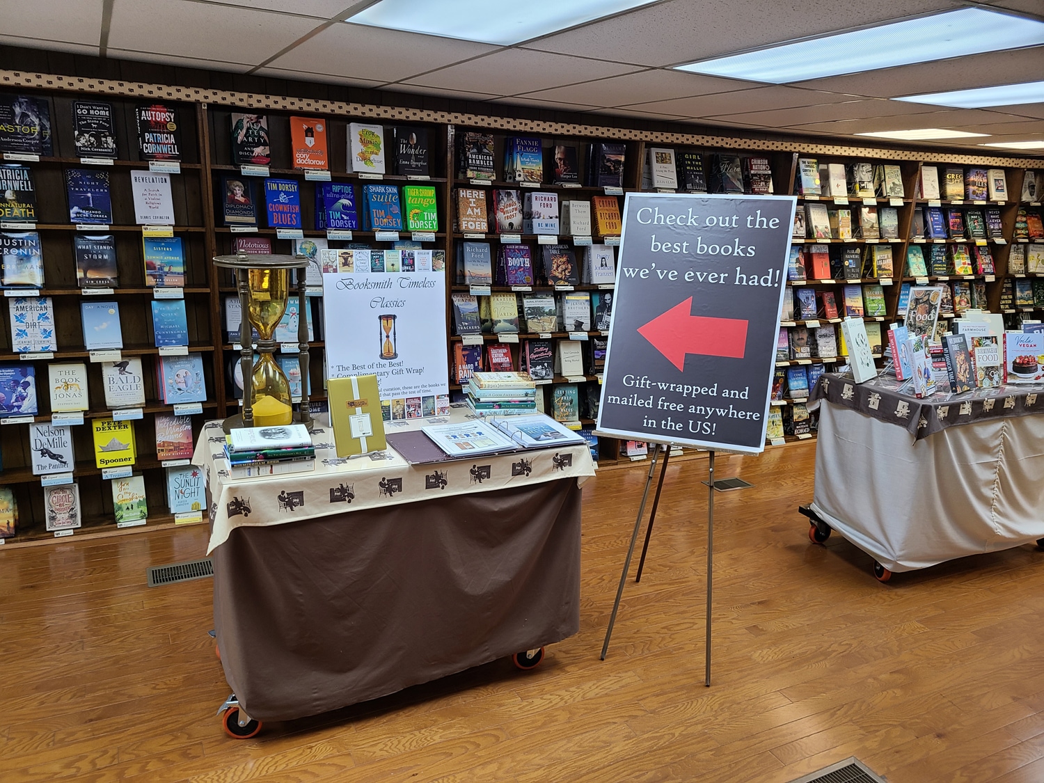 Rather than lining the shelves spine-out, the books are displayed with their covers facing the room. (Courtesy Alabama Booksmith)