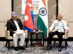 External Affairs Minister S Jaishankar (R) seen with Nepal Foreign Minister Shisir Khanal, in New Delhi.(@DrSJaishankar/File)
