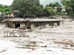 Bihar, UP news: Houses devastated in the Devighat residential area by mud-laden floodwaters following a flash flood caused by an outburst in the Bhotekoshi River in Nuwakot on Thursday.