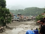 Nepal floods live: A view of damaged houses at a residential area by mud-laden floodwaters following a flash flood caused by an outburst in the Bhotekoshi River, in Nuwakot on Thursday.