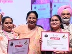 CM Rekha Gupta and LG Taranjit Singh Sandhu at the launch. (Vipin Kumar/HT Photo)