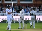 England's Jamie Smith celebrates his half-century.