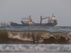 Vessels in the Strait of Hormuz are visible near the beach of Bandar Abbas, Iran, (via REUTERS)