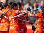 India players celebrate after scoring against Germany in the FIH World Cup classification match. (FIH)