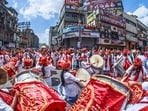 Members of the Kalaawant Dhol Tasha Pathak